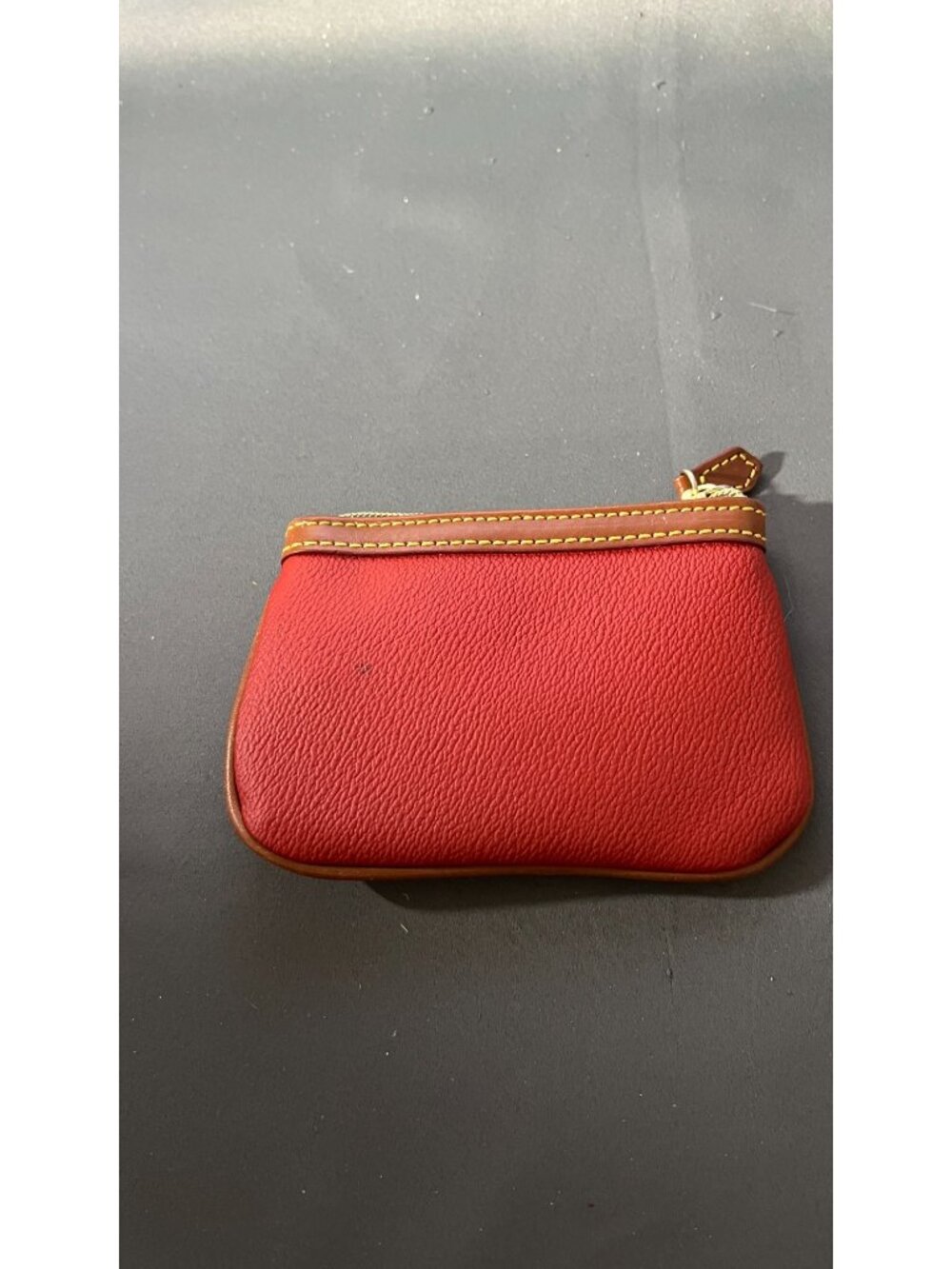 Dooney & Bourke Zippered Red Leather Wristlet With Keychain - Picture 5 of 5